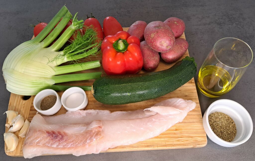 Pesce al Forno con Verdure – Ofenfisch mit mediterranem Gemüse - Zutaten