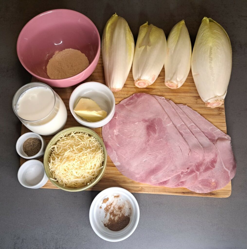 Chicon au Jambon – Belgischer Schinken-Chicorée-Zutaten
